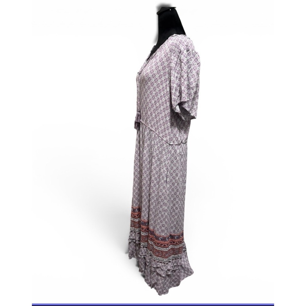 Knox Rose Maxi Dress Women's XXL Purple  Floral Boho Tassel Ruffle Hem
EUC - Picture 3 of 6
